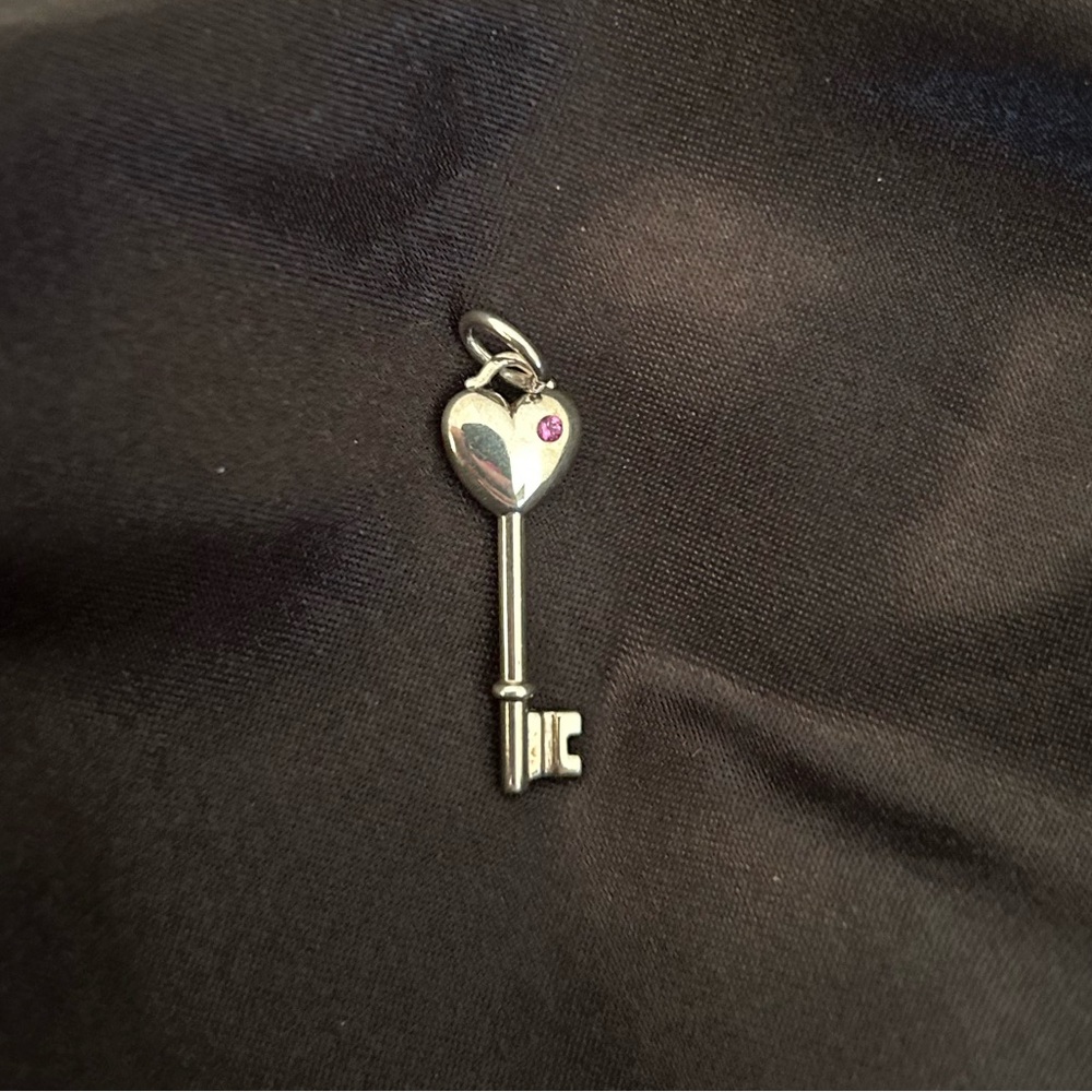 Tiffany & Co Sapphire Pink Heart Key Pendant Charm